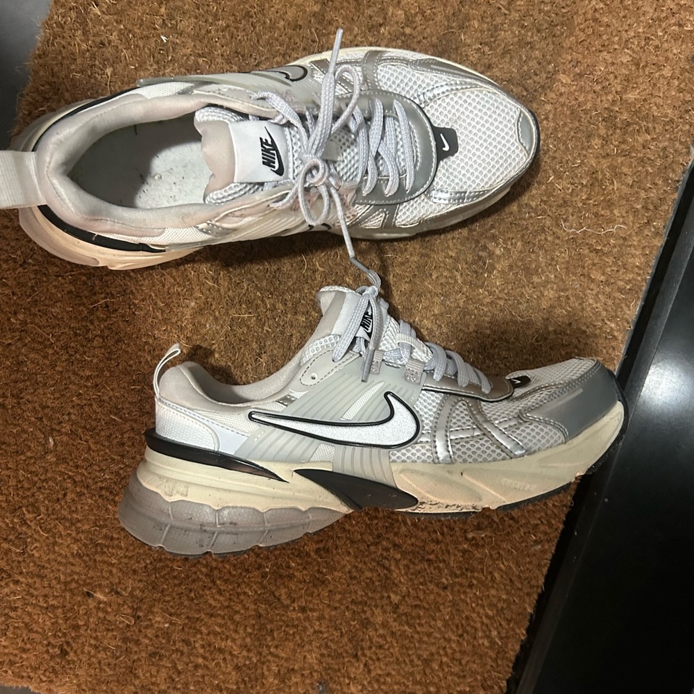 Nike White and Silver Athletic Shoes